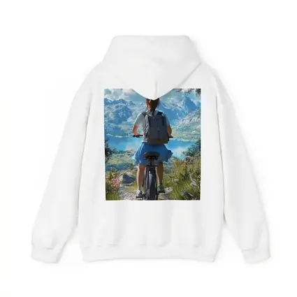 Girl Cycling Mountain Lake Scenic Landscape