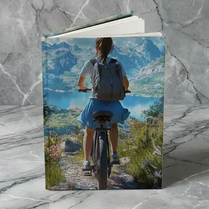 Girl Cycling Mountain Lake Scenic Landscape