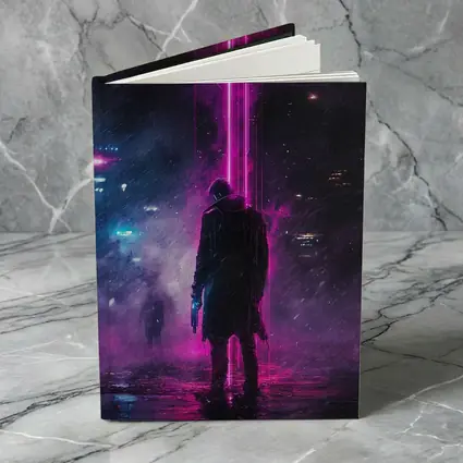 Cyberpunk Gunman Neon Rain Dark City