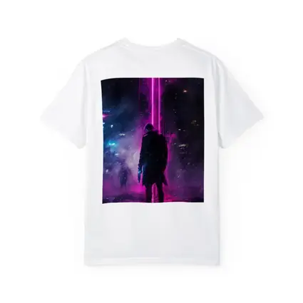 Cyberpunk Gunman Neon Rain Dark City