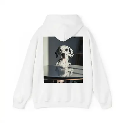 Dalmatian Dog Sitting by Round Table