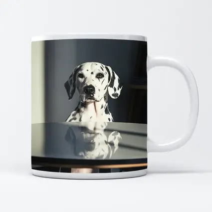 Dalmatian Dog Sitting by Round Table