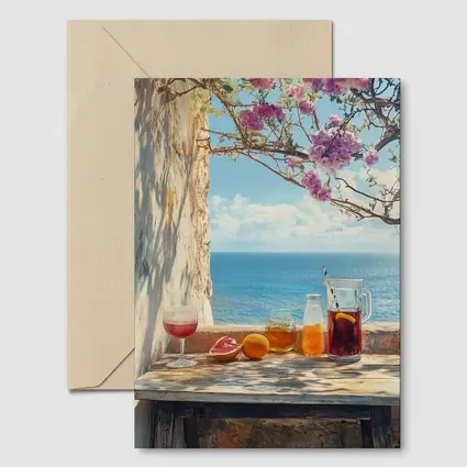 Mediterranean Sea View Summer Drinks Table