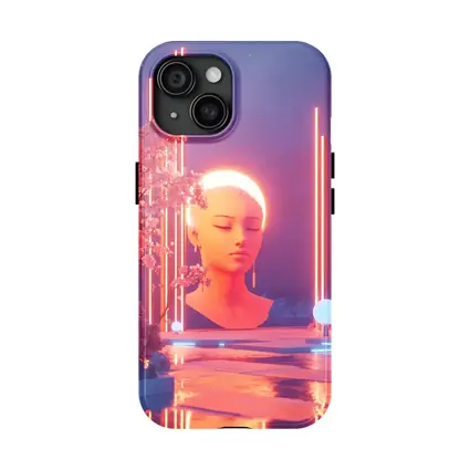 Neon Glow Sculpture Cherry Blossom Digital Art