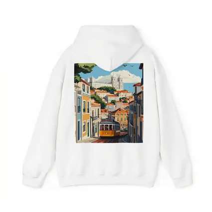Lisbon Tram Colorful City Street Illustration