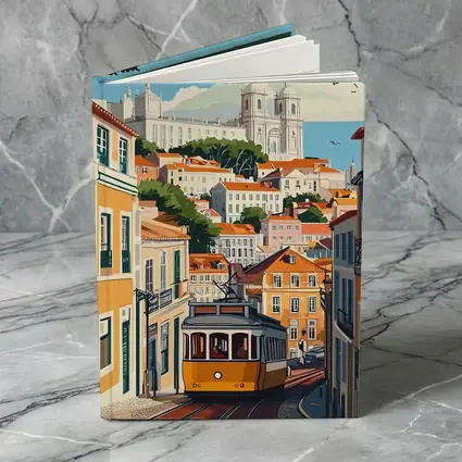 Lisbon Tram Colorful City Street Illustration