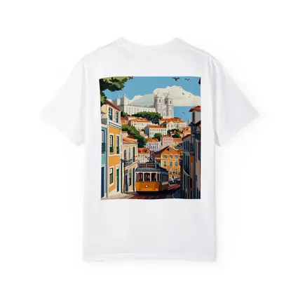 Lisbon Tram Colorful City Street Illustration