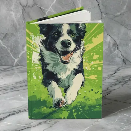 Border Collie Running Green Pop Art Background