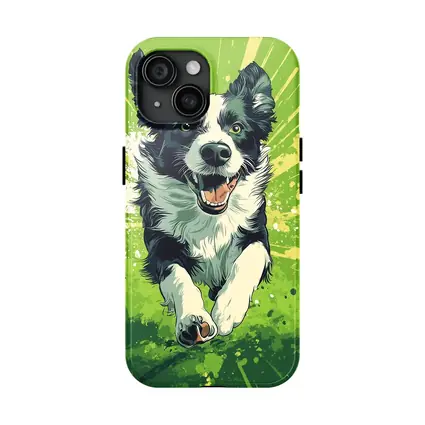 Border Collie Running Green Pop Art Background
