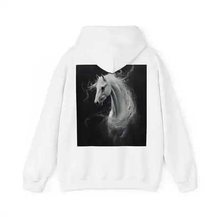 White Horse Portrait Dark Black Background Painting