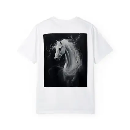 White Horse Portrait Dark Black Background Painting