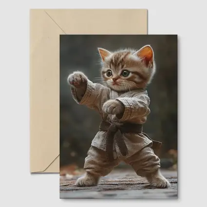 Kitten Karate Fighter Brown Belt Martial Arts