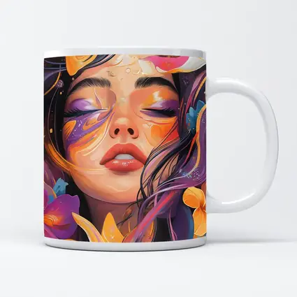 Woman Face Floral Fantasy Colorful Illustration Art