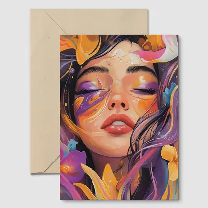 Woman Face Floral Fantasy Colorful Illustration Art