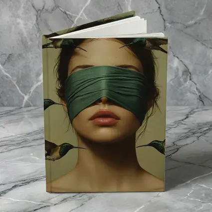 Blindfolded Woman Hummingbirds Surreal Portrait Art