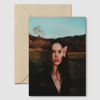 Young Woman Portrait Butterfly Nature Dusk