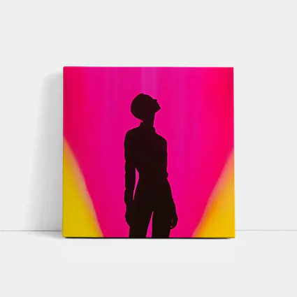 Woman Silhouette Pink Yellow Gradient Background