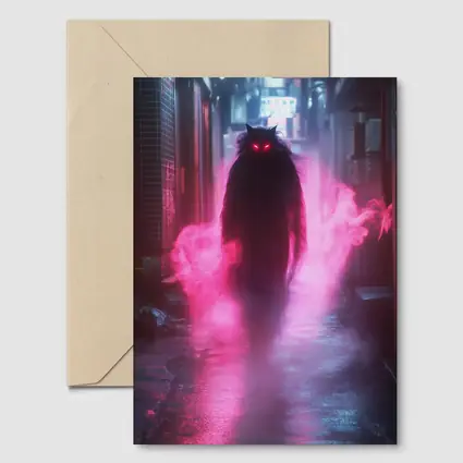 Glowing Cat Spirit Neon City Alley