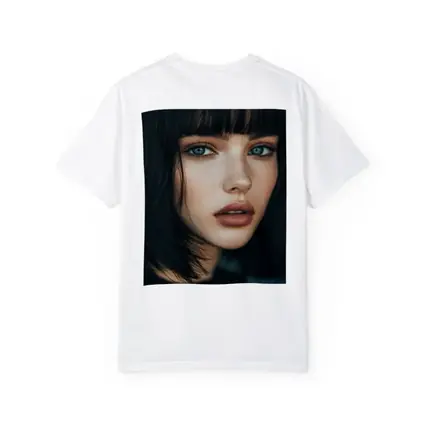 Young Woman Blue Eyes Dark Hair Portrait
