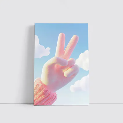 Pink Peace Sign Hand Blue Sky