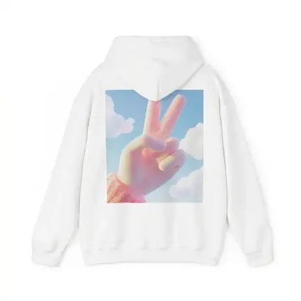 Pink Peace Sign Hand Blue Sky
