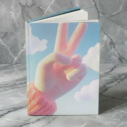Pink Peace Sign Hand Blue Sky