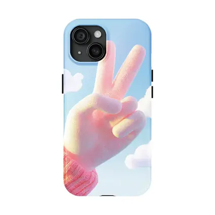 Pink Peace Sign Hand Blue Sky