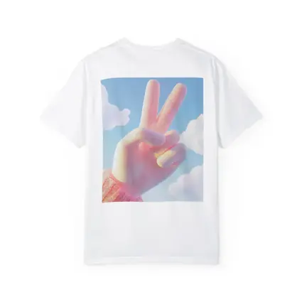 Pink Peace Sign Hand Blue Sky