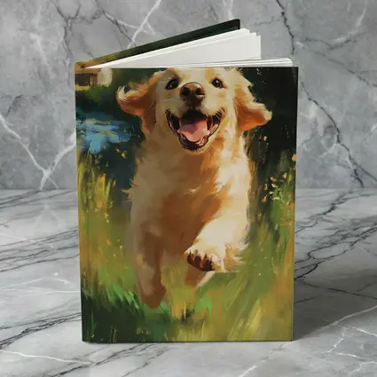 Happy Golden Retriever Running Through Green Fields