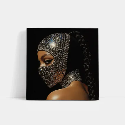 Woman Crystal Rhinestone Mask Black Background