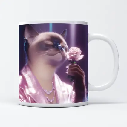 Siamese Cat Pink Rose Glam Purple