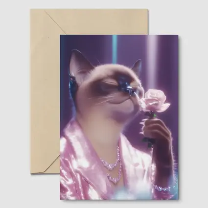 Siamese Cat Pink Rose Glam Purple