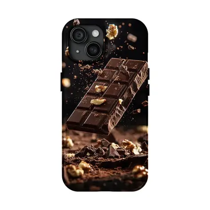 Dark Chocolate Bar With Walnuts Exploding