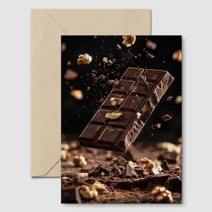 Dark Chocolate Bar With Walnuts Exploding