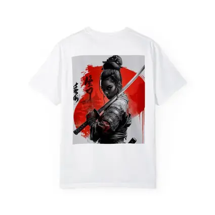 Black Female Samurai Red Circle Japan Art