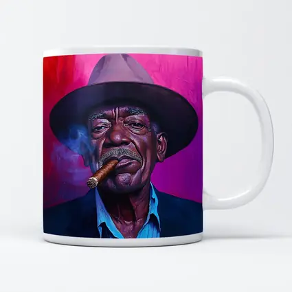 Old Man Cigar Hat Bold Pink Background