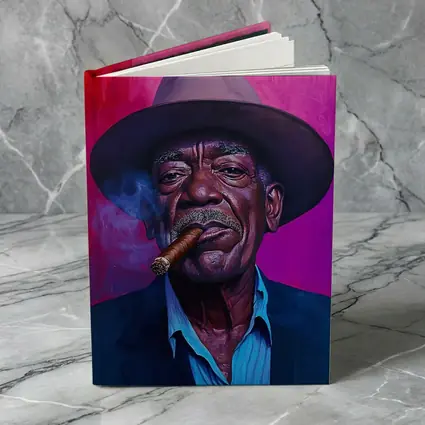 Old Man Cigar Hat Bold Pink Background