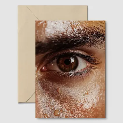 Close Up Human Eye With Water Drops