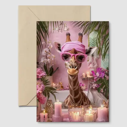 Giraffe Spa Day Pink Bathroom Candles