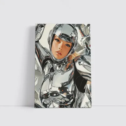 Chrome Suit Woman Futuristic Sci Fi Art