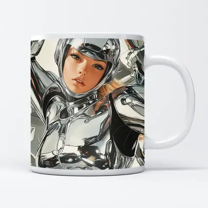 Chrome Suit Woman Futuristic Sci Fi Art