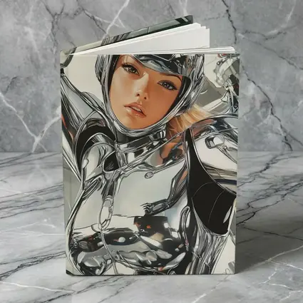 Chrome Suit Woman Futuristic Sci Fi Art
