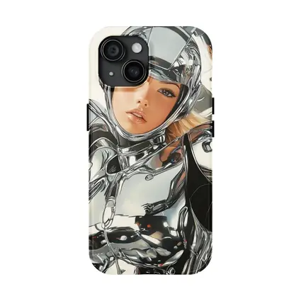 Chrome Suit Woman Futuristic Sci Fi Art
