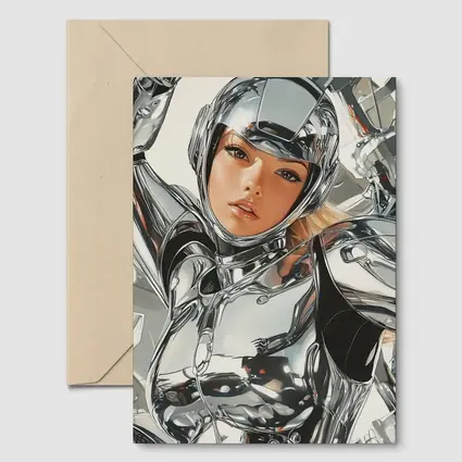 Chrome Suit Woman Futuristic Sci Fi Art