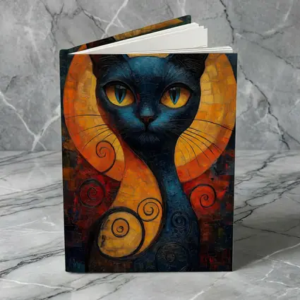 Blue Cat Mosaic Art Golden Circle Background