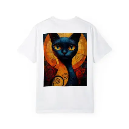 Blue Cat Mosaic Art Golden Circle Background