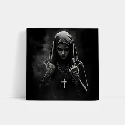 Tattooed Nun Dark Gothic Black Background