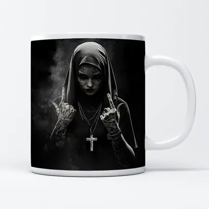 Tattooed Nun Dark Gothic Black Background