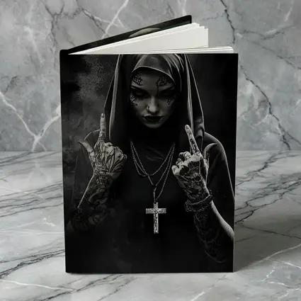 Tattooed Nun Dark Gothic Black Background