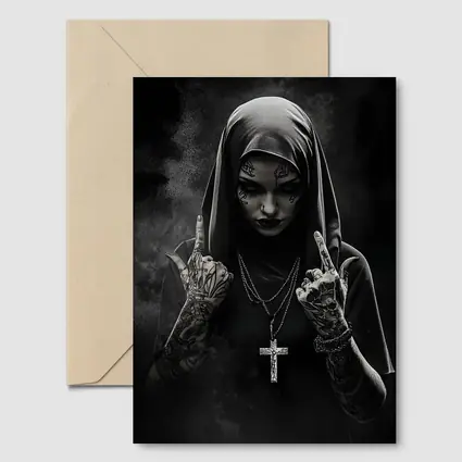 Tattooed Nun Dark Gothic Black Background